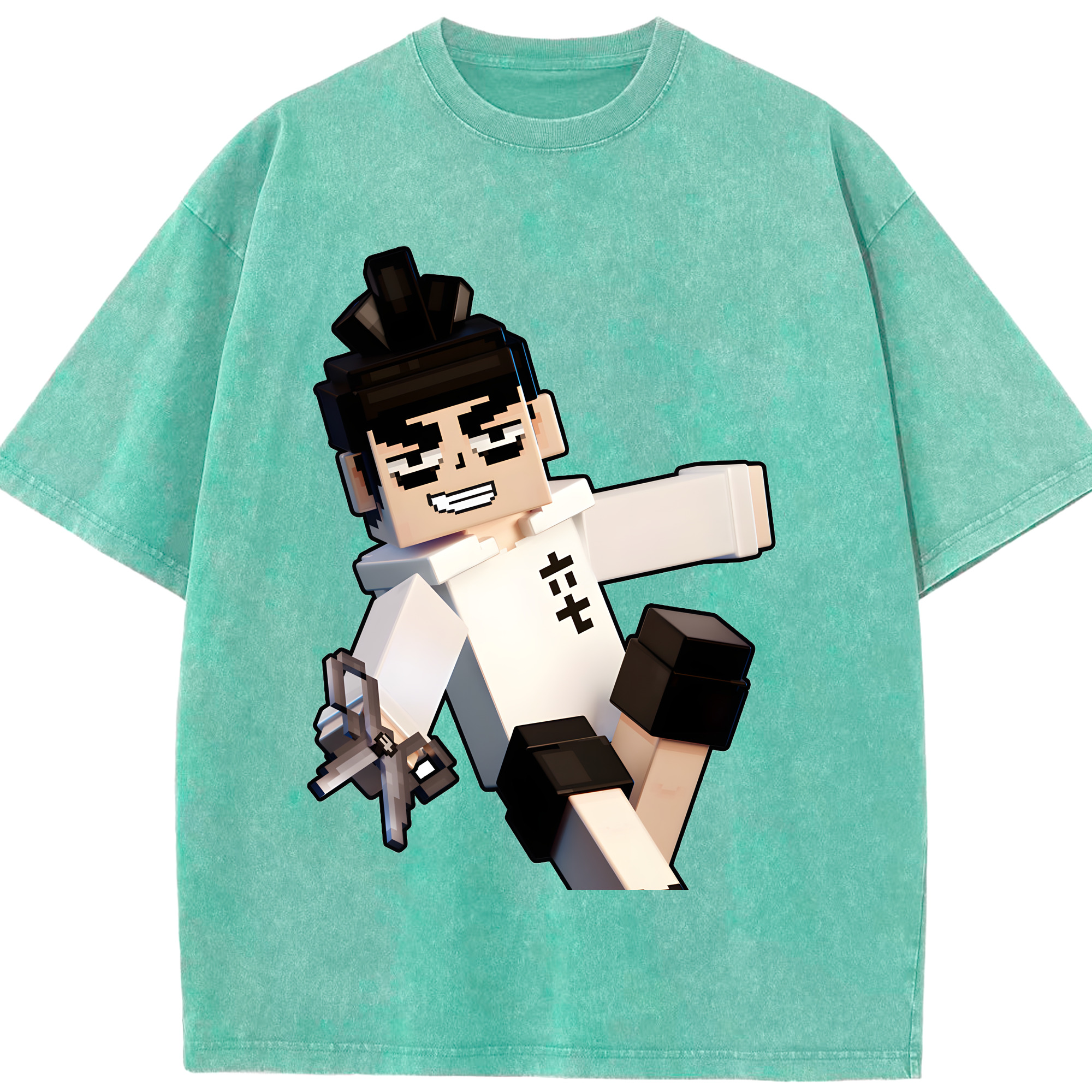 （画像用） マインクラフト ブロックの世界 Minecraft MC Block world 綿100% ヴィンテージ風 半袖Tシャツ（フロントプリント）